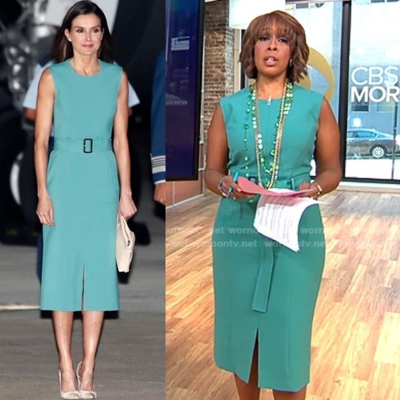 BOSS HUGO BOSS DADORIA GREEN SLEEVELESS BELTED SHEATH DRESS - Picture 2 of 14